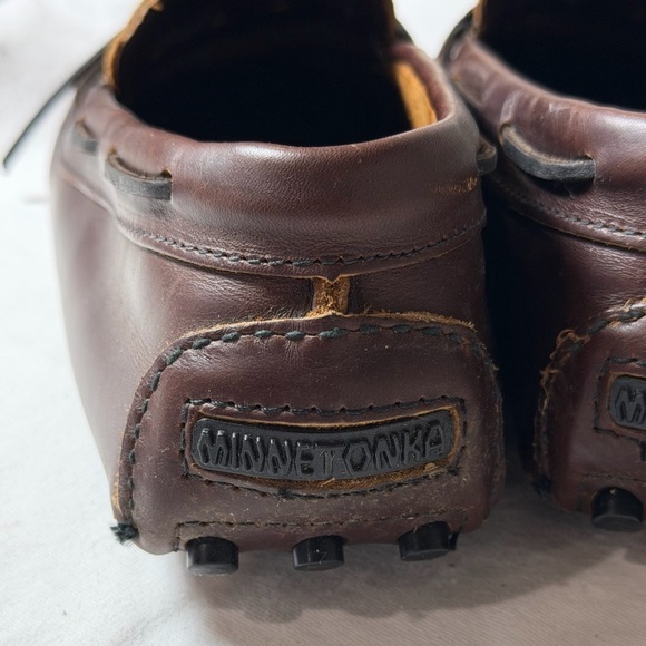 Minnetonka Size 10 Genuine Leather Rich Brown Slip On Driver Loafer Shoes main image 8